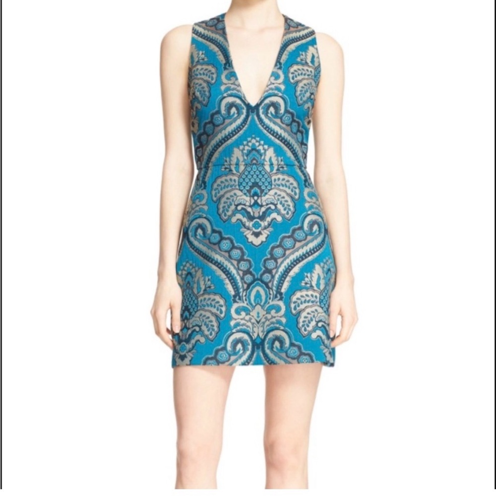 Alice + Olivia Teal and Silver Mini Dress